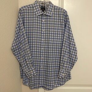 Men's Cotton blue/ white Plaid sports shirt size 32/33 |17 1/2
